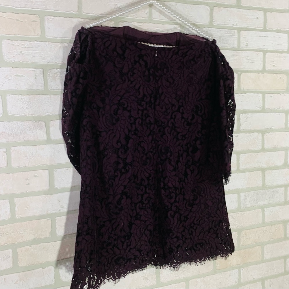 Cupcakes and Cashmere Adalira Off The Shoulder Lace Dress in Aubergine Size 2 - Picture 7 of 10
